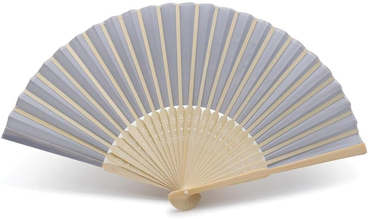 OLILLY - 50 hochwertige Fächer aus grauem Stoff und Bambus (grau, 50 Fächer) Grau 50 Eventails, Grau