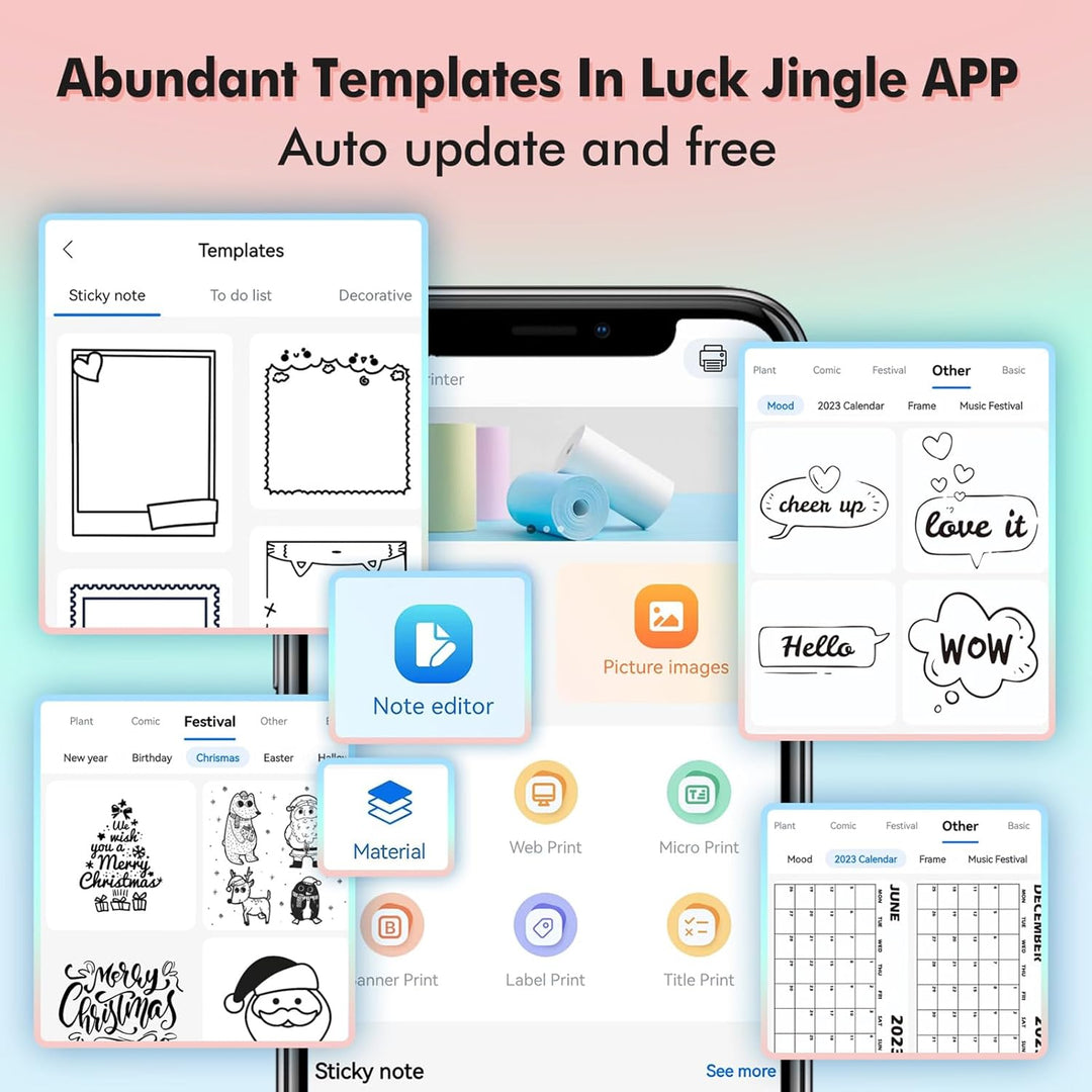Bisofice S1 Mini Drucker für Smartphone mit 11 Rollen Druckerpapier, Blau