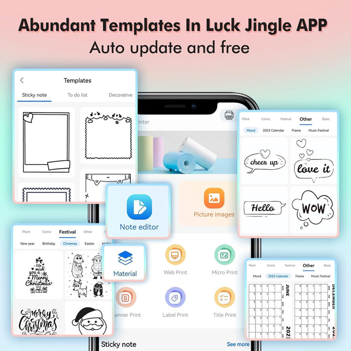 Bisofice S1 Mini Drucker für Smartphone mit 11 Rollen Druckerpapier, Blau