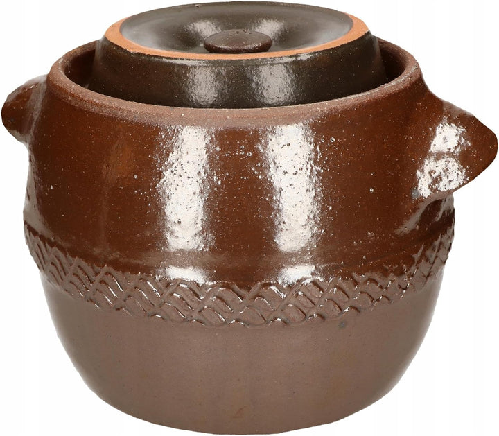KOTARBAU® Keramik Gärtopf 5L Gurkentopf mit Deckel Steinzeug Sauerkrauttopf Keramiktopf Steinguttopf