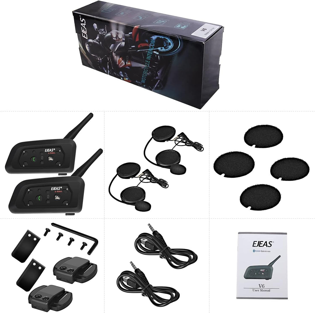 Qaurora V6 BT Interphone 1200M Bluetooth Motorrad Motorrad Helm Gegensprechanlage Headset mit Duplex