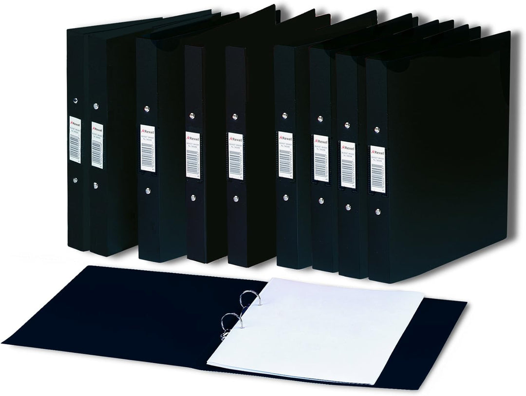 Rexel AZ13428BK Ringbuch (A5, 2 Ringe, mit Sichtfenster in Visitenkartengrösse auf dem Rücken, 10er-
