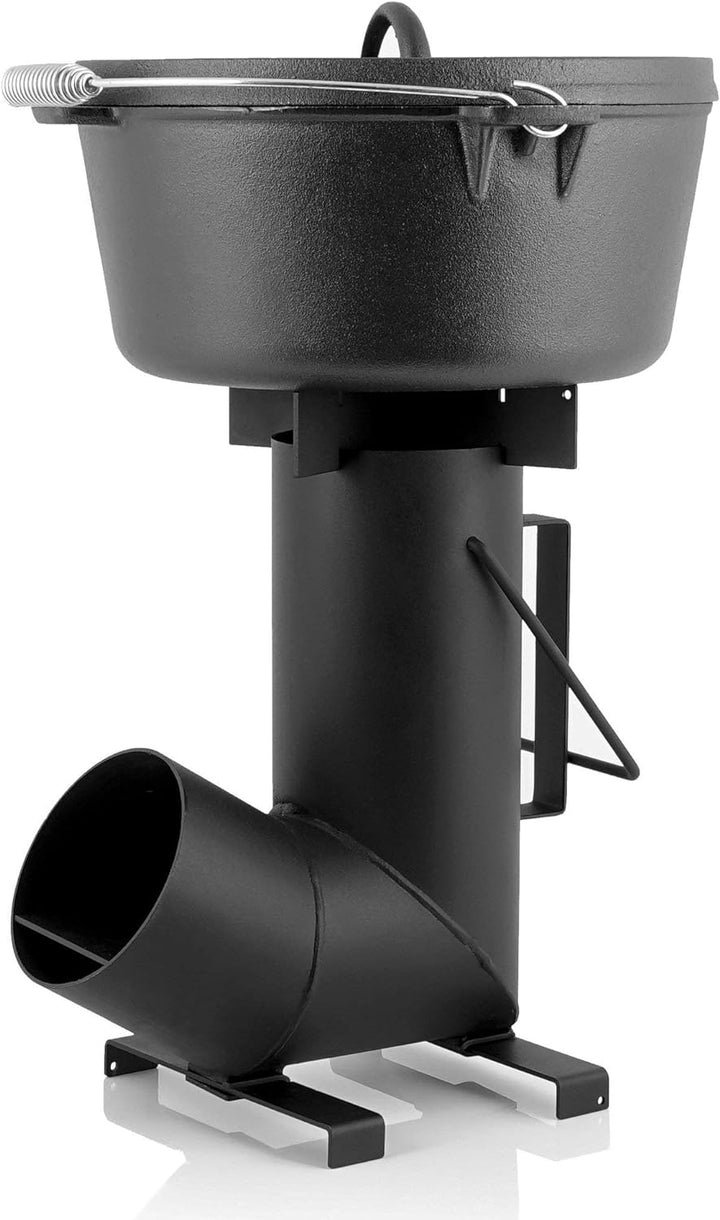 BBQ-Toro Raketenofen Rakete #6, Rocket Stove aus 1,5-mm-dickem Stahl für Dutch Oven, Grillpfannen un