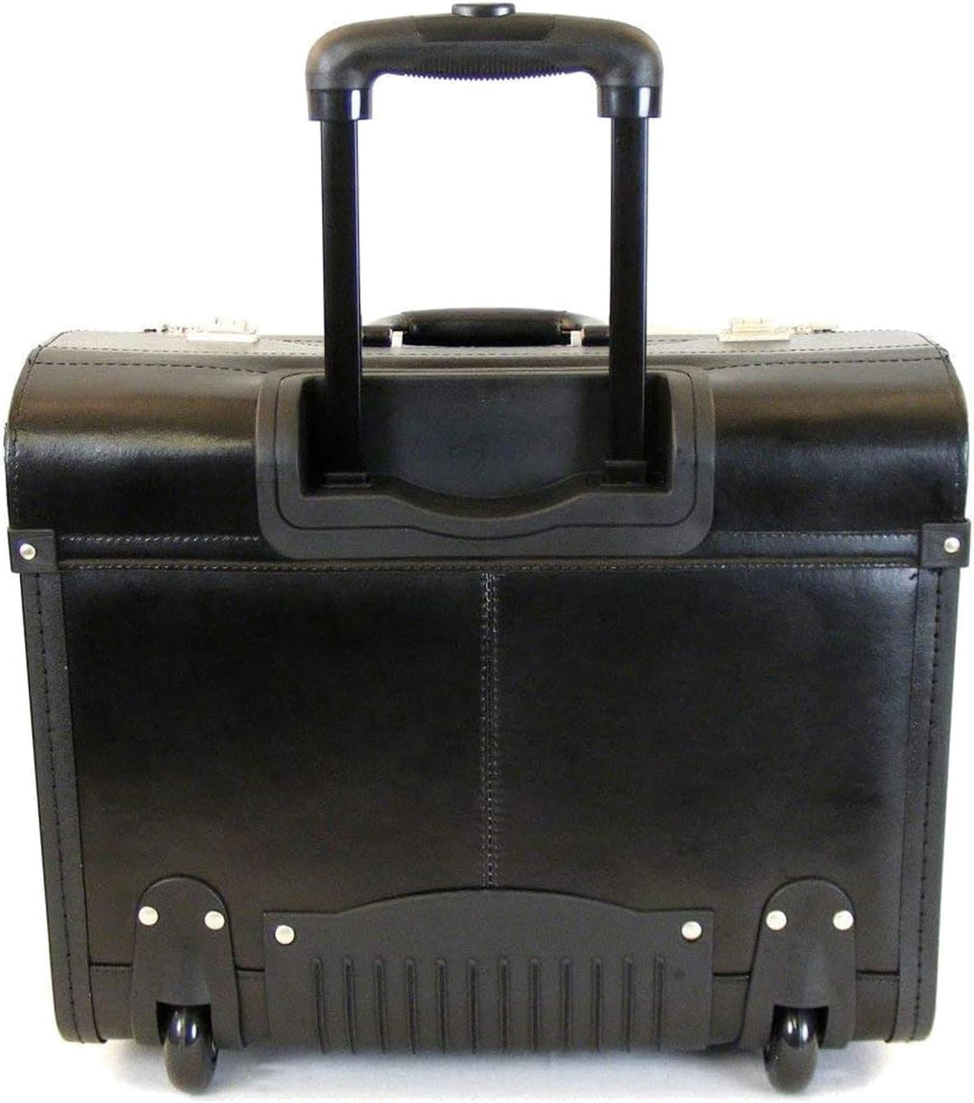 Bowatex Pilotenkoffer Trolley Aktenkoffer Spalt-Leder Schwarz 45 cm