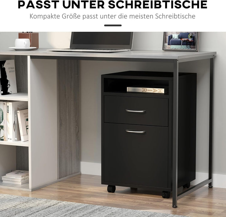 HOMCOM Rollcontainer, Aktenschrank, Bürocontainer mit Schublade, Büroschrank, Aufbewahrung Container