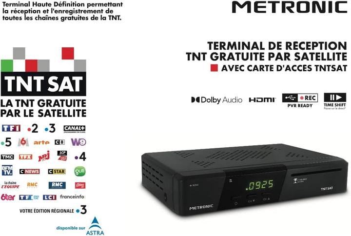 Metronic 441639 Terminal TNT SAT HD, schwarz, Norme TNTSAT, TNTSAT