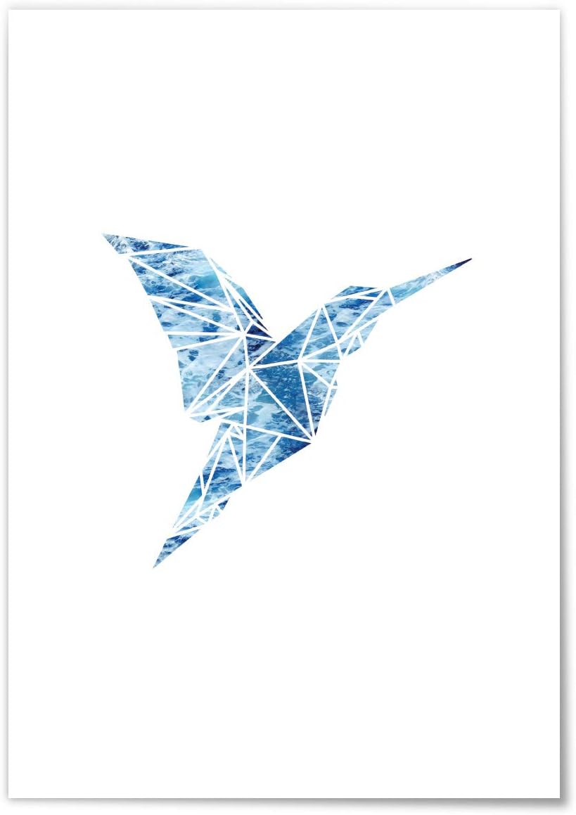 JUNIWORDS Poster mit/ohne Holzrahmen - Wähle ein Motiv - Kolibri Ozean - Wähle eine Grösse - 60 x 90