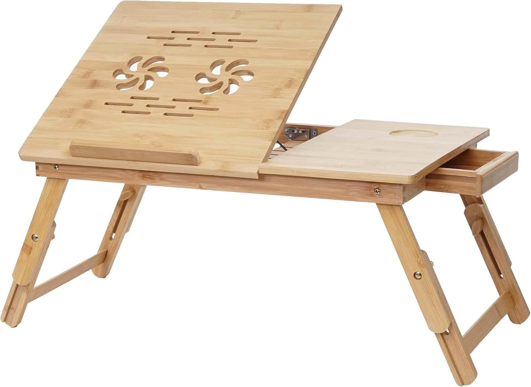 Laptoptisch HWC-B81AM, Notebooktisch Betttisch Klapptisch mit Lüftungslöcher faltbar höhenverstellba