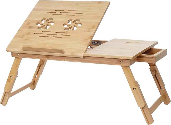 Laptoptisch HWC-B81AM, Notebooktisch Betttisch Klapptisch mit Lüftungslöcher faltbar höhenverstellba