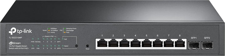 TP-Link TL-SG2210MP 8 Port Gigabit Smart PoE Switch mit 2 SFP-Slots, 8 PoE+ Ports mit einer Gesamtle