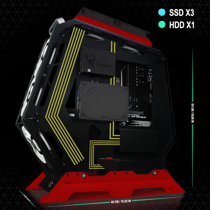 KEDIERS C570 Premium Gaming PC Gehäuse– ATX Tower PC Gaming ehäuse aus gehärtetem Glas (mit 7 RGB-Lü