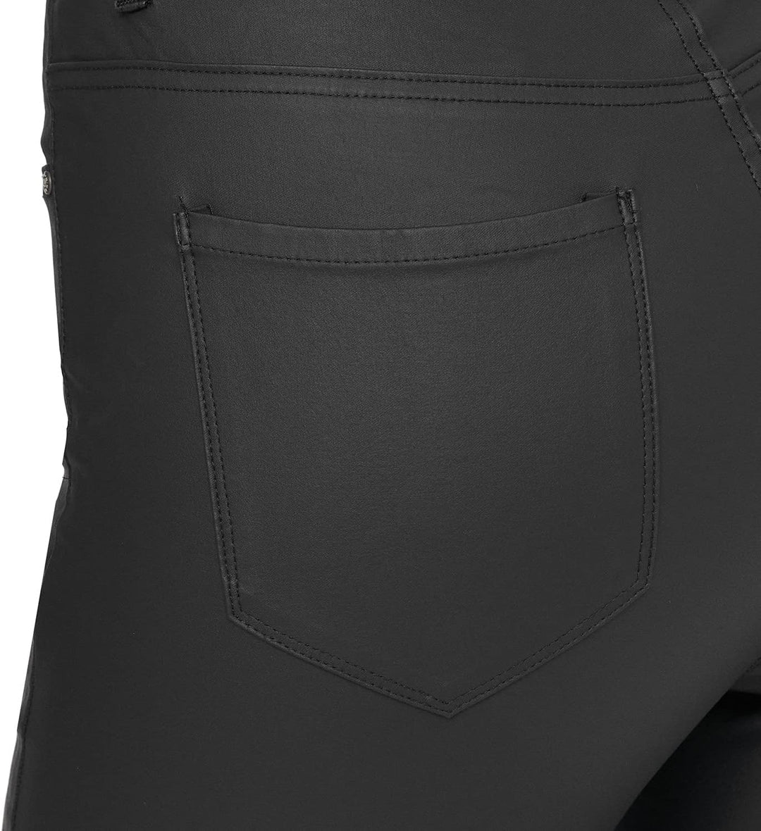 Gloop Skinny Fit Jeans Fit-Hose mit Ledereffekt Smooth Coated Pant Schwarz Glänzt XS, Schwarz Gl