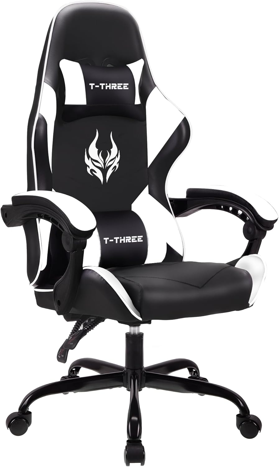 T-THREE.Ergonomischer Leder Gaming Stuhl Bürostuhl Drehstuhl Computerstuhl Rennstuhl Lederstuhl höhe