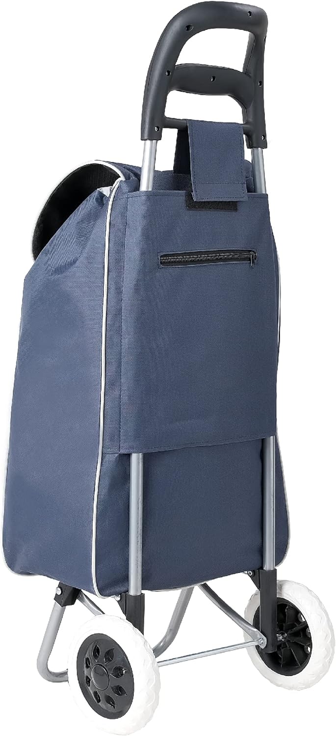 wuuhoo® Einkaufstrolley Shoppy mit Rollen und Aluminiumgestell 34 Liter, Einkaufswagen in Blau faltb