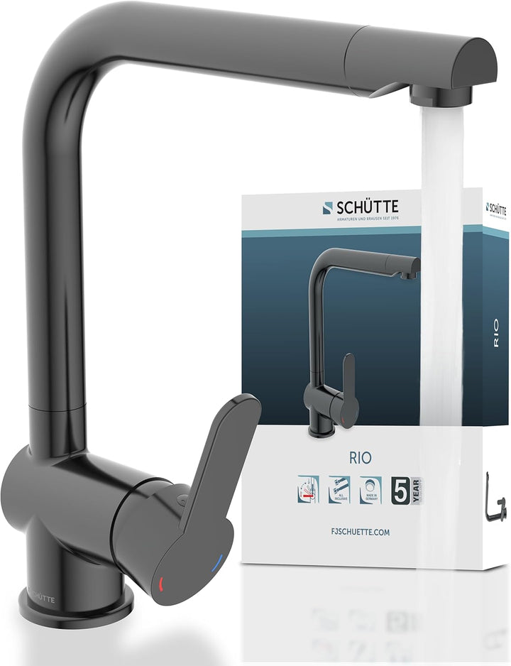 SCHÜTTE 79836 RIO 360° schwenkbare Küchenarmatur, Spültisch Armatur mit hohem Auslauf Küche, Einhebe