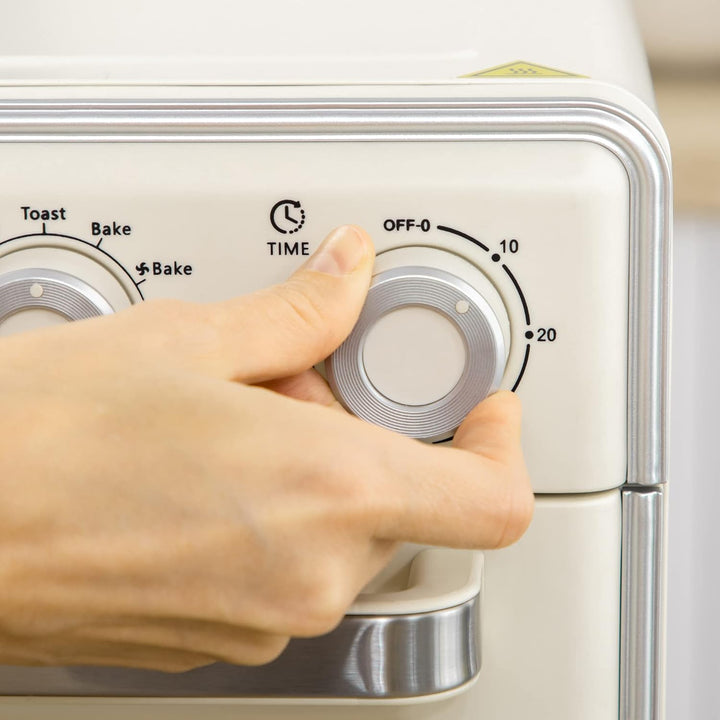 HOMCOM Minibackofen 20L, 5 in 1 Pizza-Ofen inkl. Backblech Set, Frittierkorb, Krümelblech, 1 Std. Ti