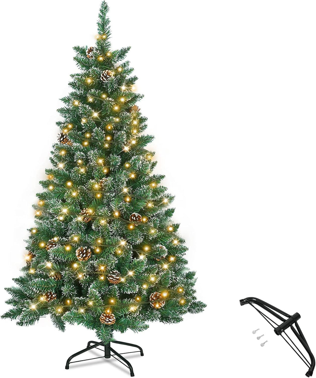 LZQ Künstlicher Weihnachtsbaum mit Beleuchtung, 150cm Weihnachtsbaum Künstlich, PVC Christbaum mit W