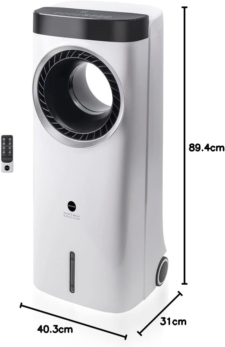 MACOM Enjoy & Relax 984 Bladeless Cyclone Verdunstungskühler ohne Flügel mit Zentrifugalventilator