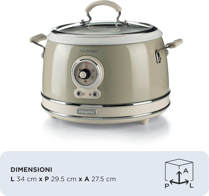 Ariete 2904 Reiskocher Rice Cooker Slow Cooker Dampfgarer Vintage Line 3,5 L Antihaft-Keramikbeschic