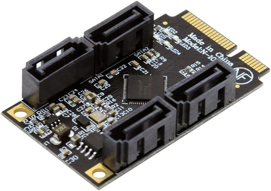 cablecc Mini PCI-E PCI Express auf 6 Gbit/s Vier Ports SATA 3.0 Adapter Konverter Festplattenerweite