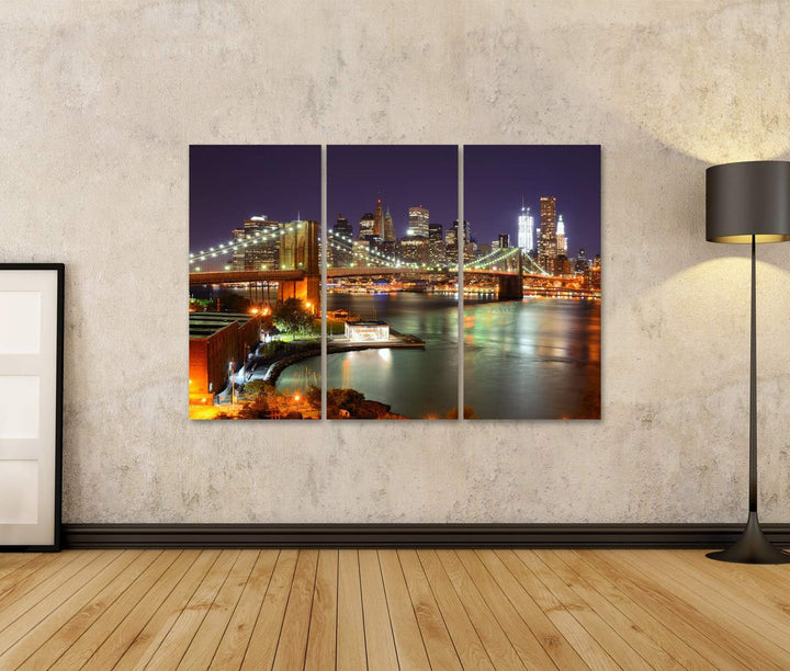 islandburner Bild auf Leinwand Blick Auf Downtown New York City Und Brooklyn Bridge Wandbild Poster