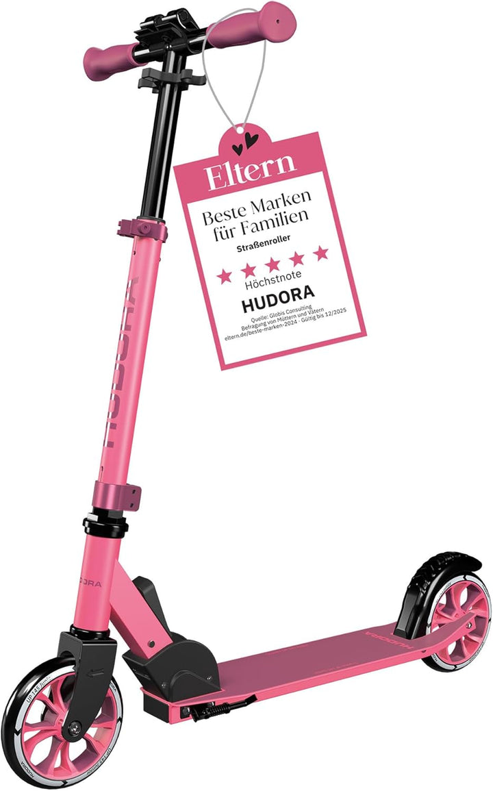 HUDORA Scooter Up 145 Junior - Hochwertiger & sicherer Kinder Roller ab 3 Jahre - Zusammenklappbarer