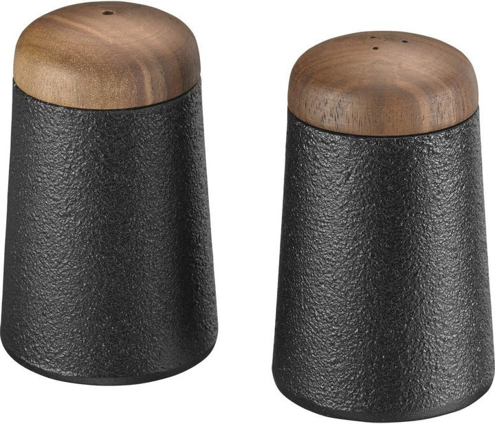 SKEPPSHULT - Salz und Pfefferstreuer - Set - Gusseisen - Walnussdeckel Ø 4,5 cm Höhe 8 cm