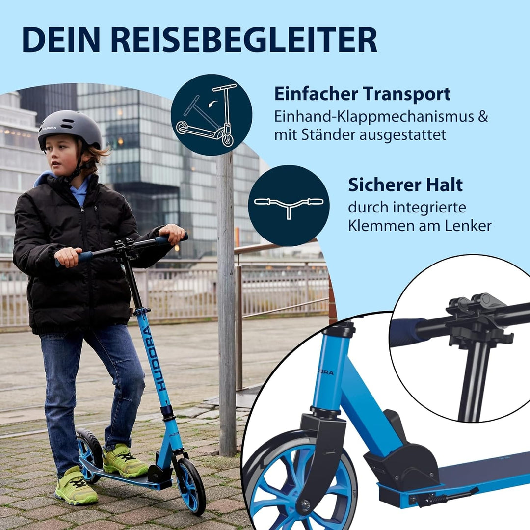 HUDORA Scooter Up 200 - Geräuscharmer Aluminium-Roller für bis zu 100kg - Höhenverstellbarer & zusam