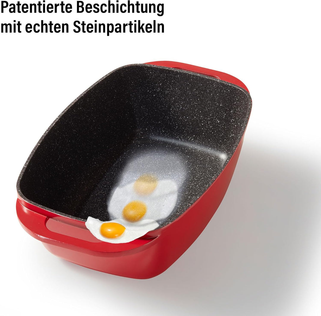 STONELINE Bräter Induktion 43 x 26 cm, 7,8 L, Bräter mit Deckel backofengeeignet, Deckel als Auflauf