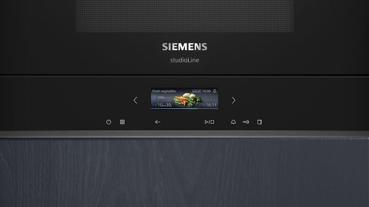 Siemens BF722L1B1 iQ700 Einbau-Mikrowelle, Schwarz, cookControl7 - Automatikprogramme, humidClean Pl