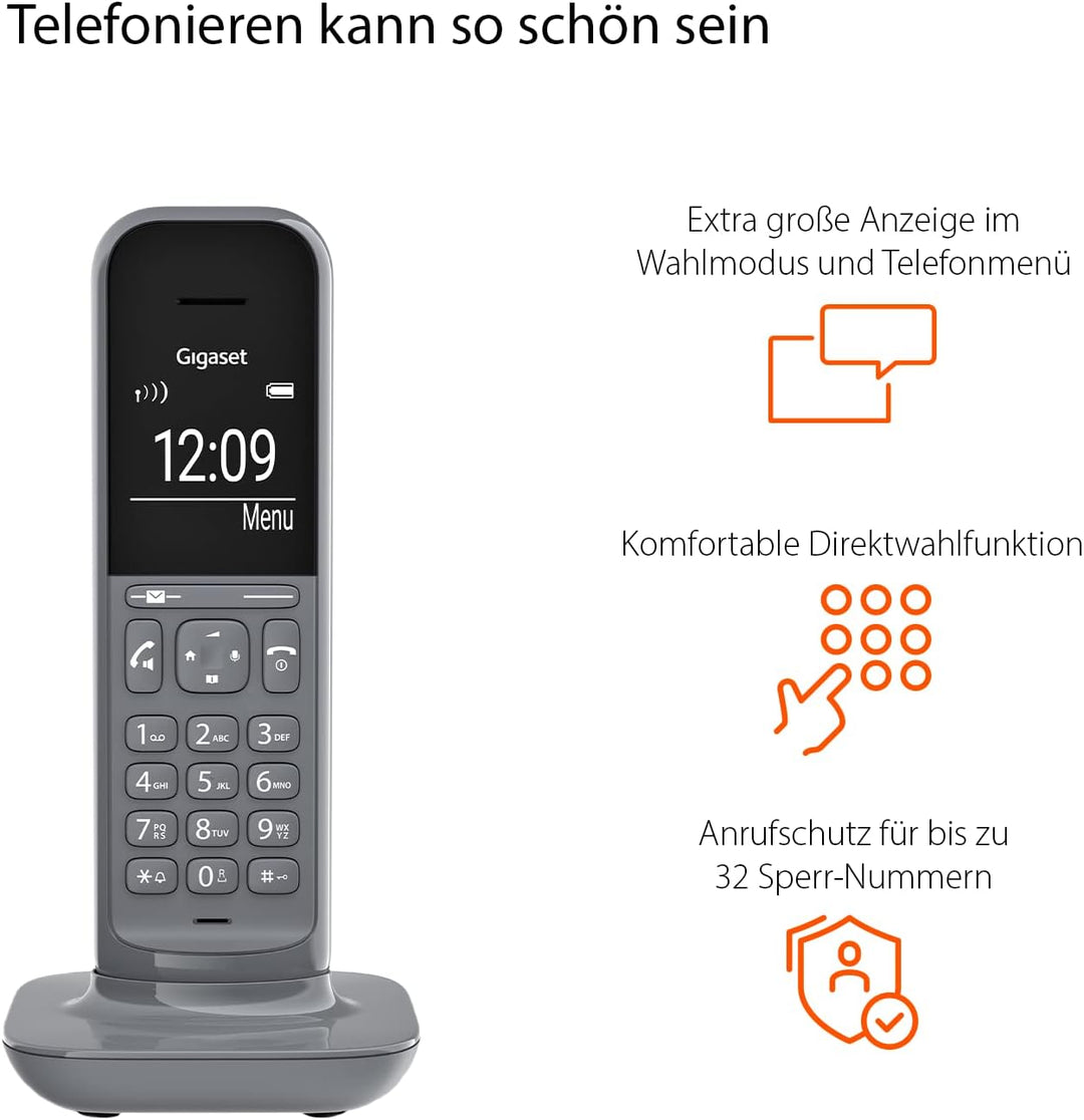 Gigaset CL390A, Schnurloses Telefon mit Anrufbeantworter, 2 Akustik-Profile, extra grosse Anzeige im