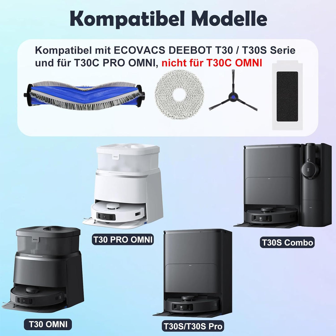 T30 S Zubehör Ersatz Kompatibel für ECOVACS DEEBOT T30 PRO OMNI / T30 OMNI / T30S / T30S Combo Compl