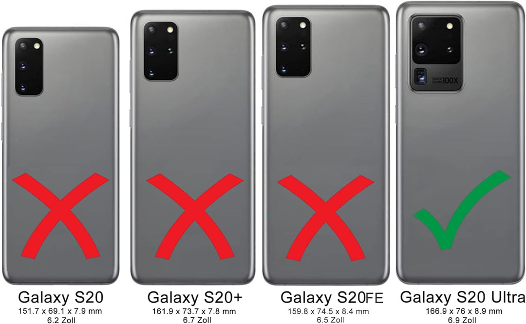 Burkley Leder Flip Case für Samsung Galaxy S20 Ultra Handyhülle Handytasche mit 360° Schutz und Kart