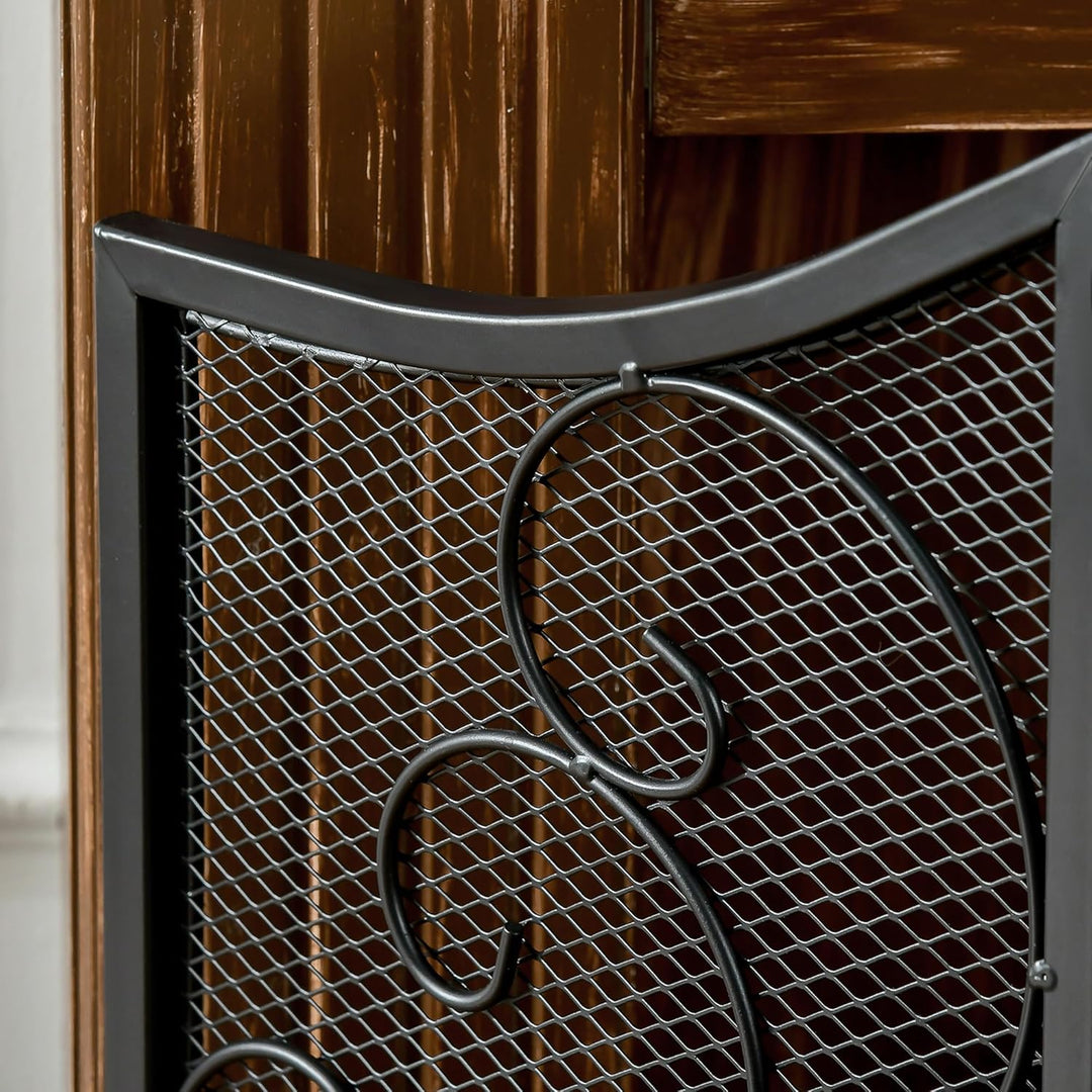 HOMCOM Kamingitter, Klappbares Kaminschutzgitter, Ofenschutzgitter mit 3 Paneelen, Funkenschutzgitte