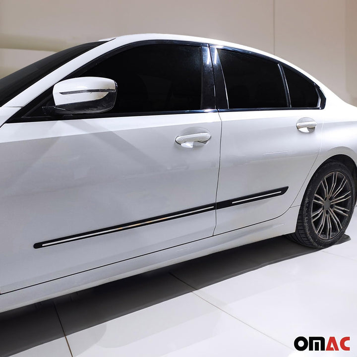 OMAC Seitentürleiste Seitenleiste Leiste kompatibel mit Alfa Romeo 156 | 4X Schwarz Chromleiste Edel