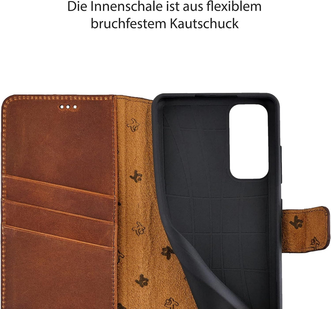 Suncase Book-Style Hülle kompatibel mit Xiaomi Redmi Note 10 Pro Leder Tasche (Slim-Fit) Lederhülle