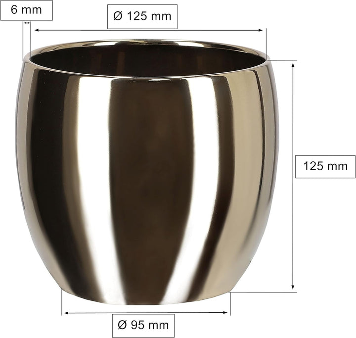 KOTARBAU® 3er Set Keramik-Blumentopf Übertopf für Blumen Pflanzen ⌀ 13 cm Weiss Silber Gold, ⌀ 13 Cm