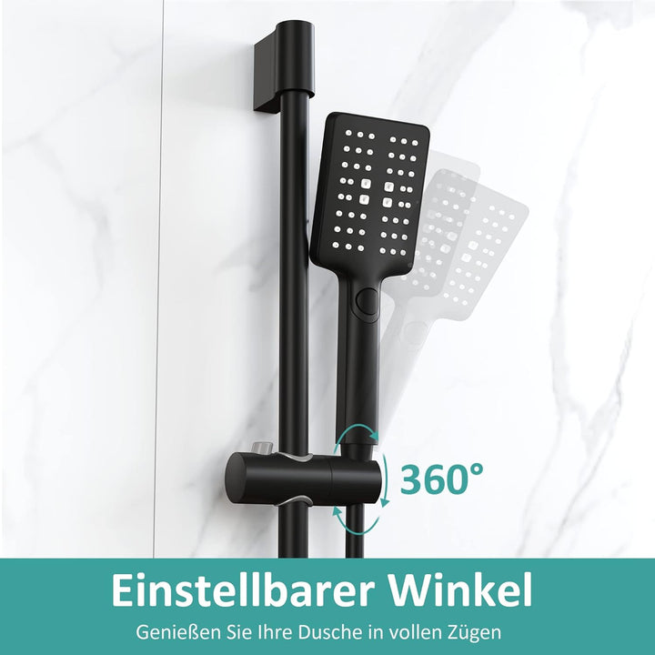 EMKE Duschsystem Duschset, Brausestangenset-Duschstange 85cm+Handbrause mit 150cm Schlauch+Seifenhal