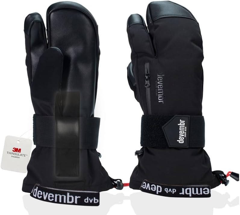devembr 3-Finger-Skihandschuhe mit Handgelenkschutz, Warme Snowboardhandschuhe für Herren und Damen