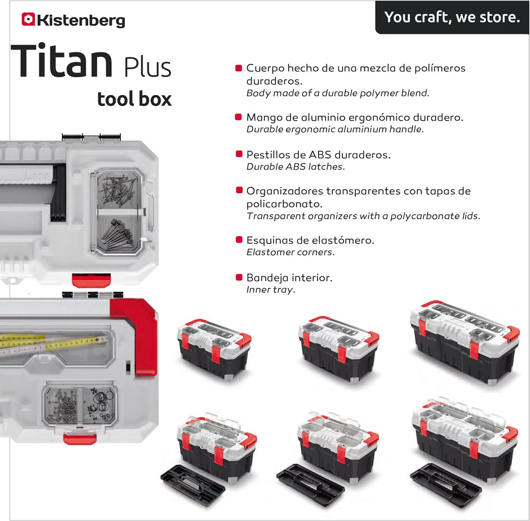 Kistenberg Titan Plus Werkzeugkiste (Version: KTIPA5530-3020 554 x 286 x 276) Schwarz-rot, Schwarz-r