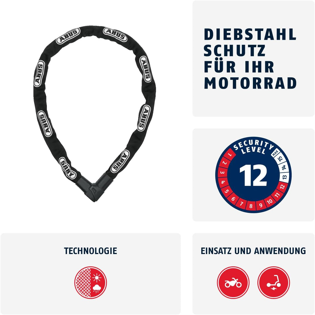 ABUS Kettenschloss CityChain 1010 – Fahrradschloss aus gehärtetem Stahl – ABUS-Sicherheitslevel 12 S