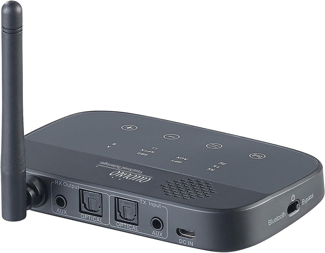 auvisio Transmitter, Bluetooth: 2in1-Audio-Sender & -Empfänger, Bluetooth 4.2, aptX, 100 m Reichweit