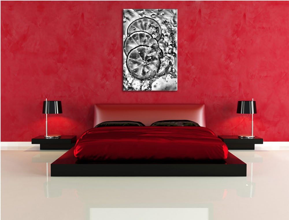 Pixxprint Zitrone fällt ins Wasser als Leinwandbild/Grösse: 100x70 / Wandbild/Kunstdruck/fertig besp