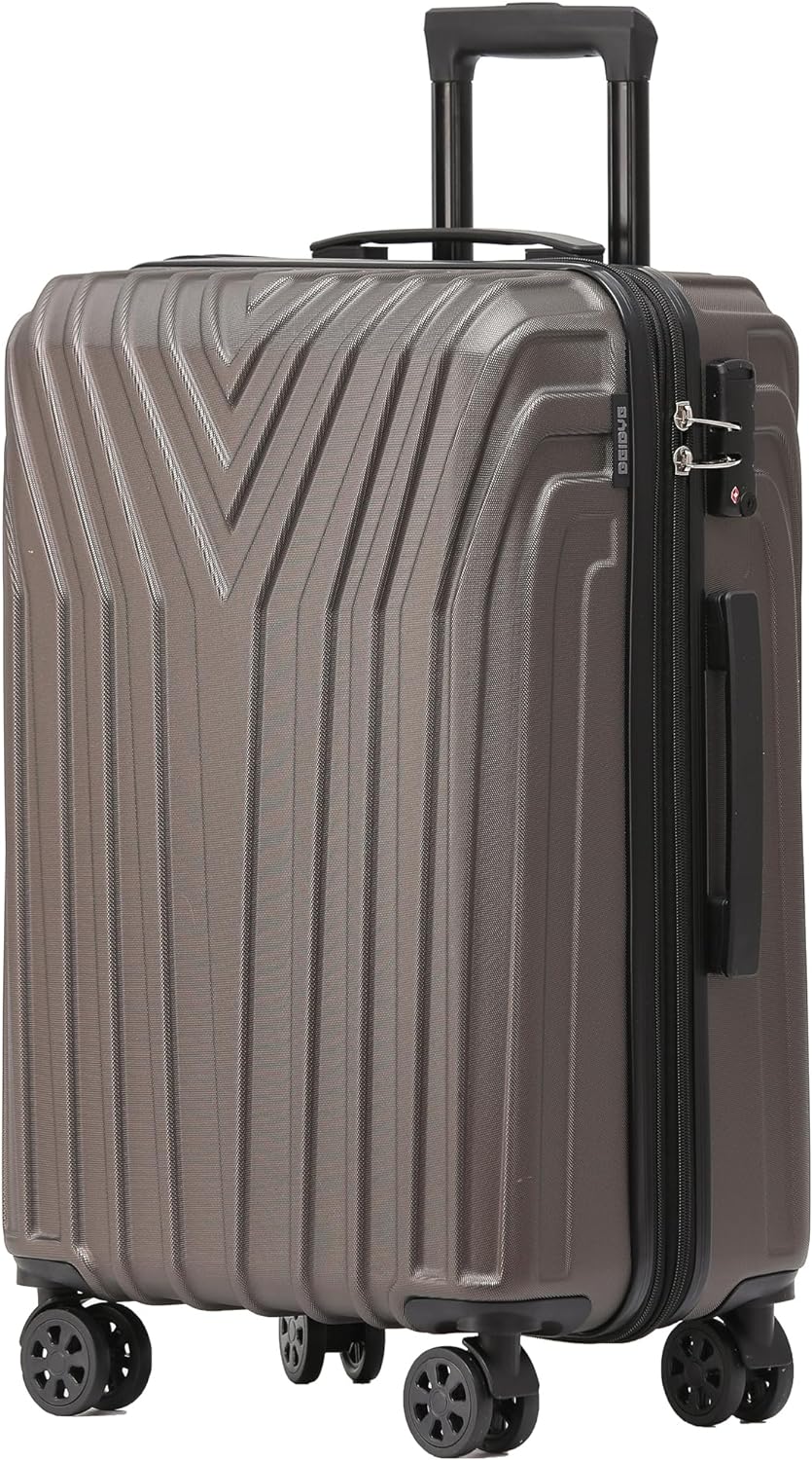 BEIBYE Kofferset Rollkoffer Koffer Hartschale,TSA Schloss, Zwillingsrollen, Erweiterung (Coffee, Set