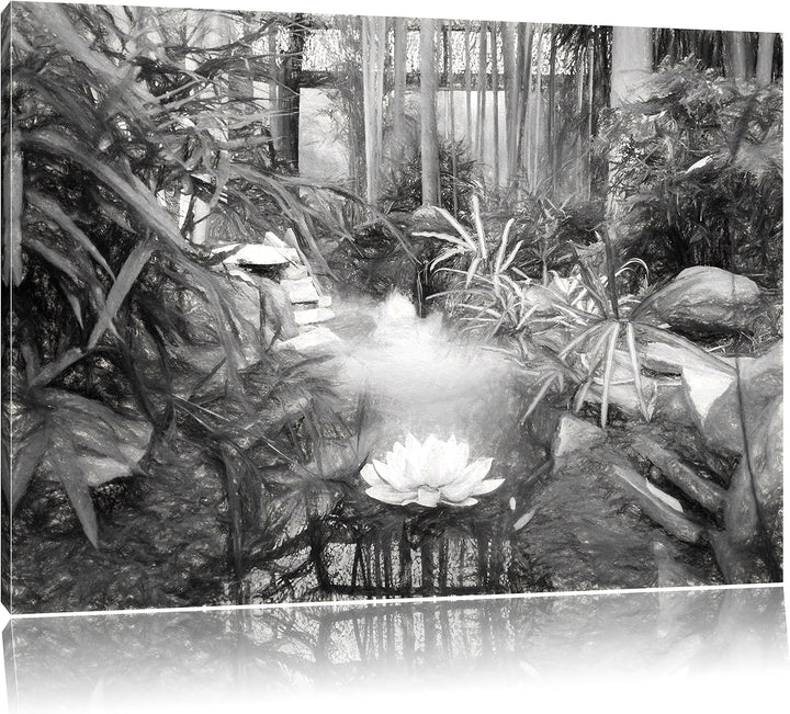 Pixxprint Zen Garten Japan Kunst / 100x70cm Leinwandbild bespannt auf Holzrahmen/Wandbild Kunstdruck