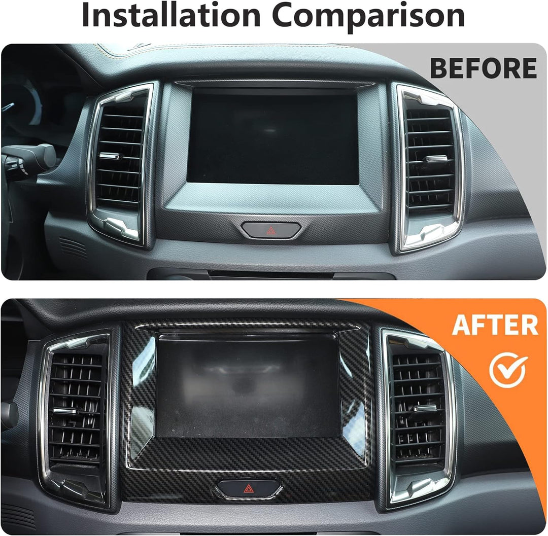 Carobon Glasfaser Stil ABS Navigation GPS Panel Dekoration Rahmen für Ford Ranger Everest Endeavor 2