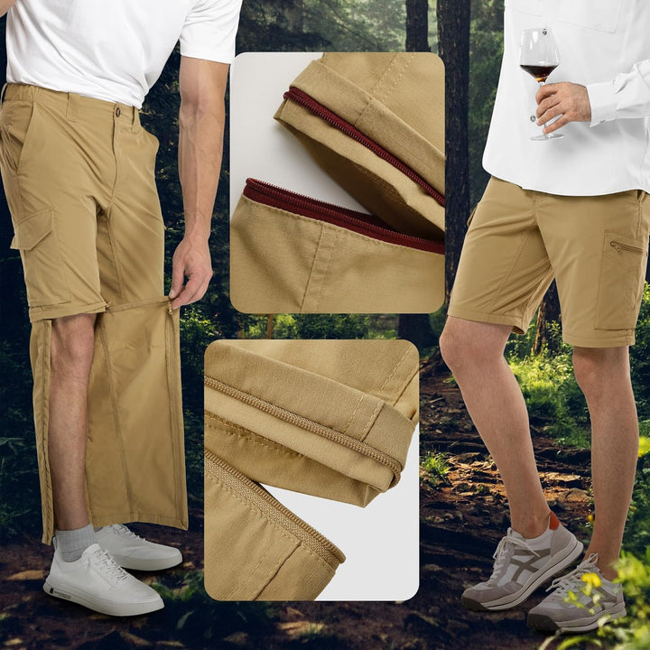 33,000ft Wanderhose Herren Zip Off Trekkinghose, Atmungsaktiv Abnehmbar Stretch Outdoorhose mit 6 Ta