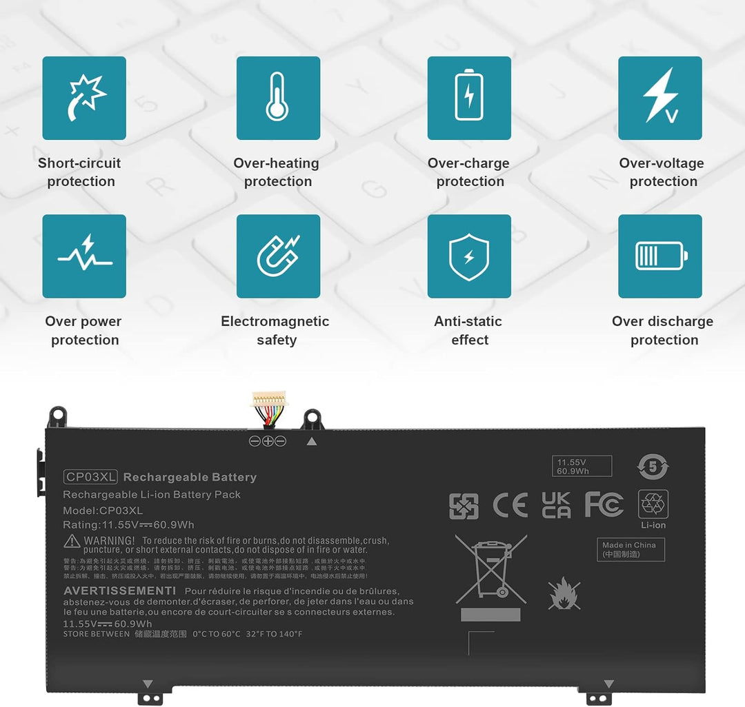 ASUNCELL 60.9Wh CP03XL Laptop Akku für HP Spectre 13 X360 13-ae000 13-ae049ng 13-ae040ng 13-ae006no