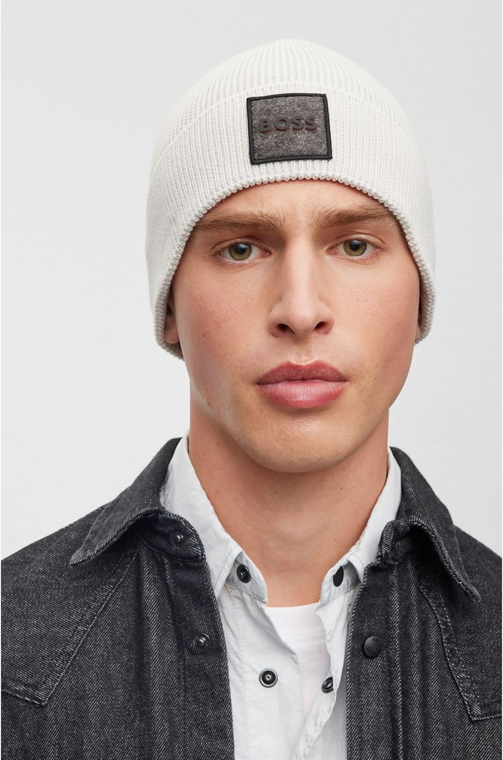 BOSS Herren Mütze Strickmütze Foxxy Einheitsgrösse Light/Pastel Grey57, Einheitsgröße Ligh