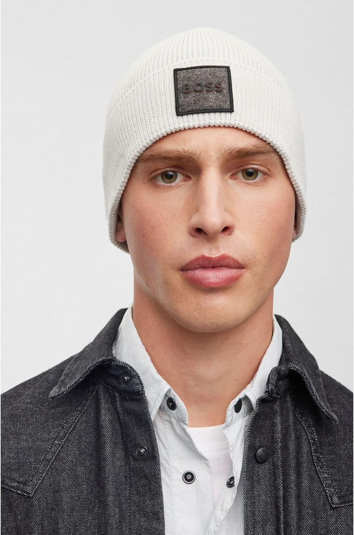 BOSS Herren Mütze Strickmütze Foxxy Einheitsgrösse Light/Pastel Grey57, Einheitsgröße Ligh